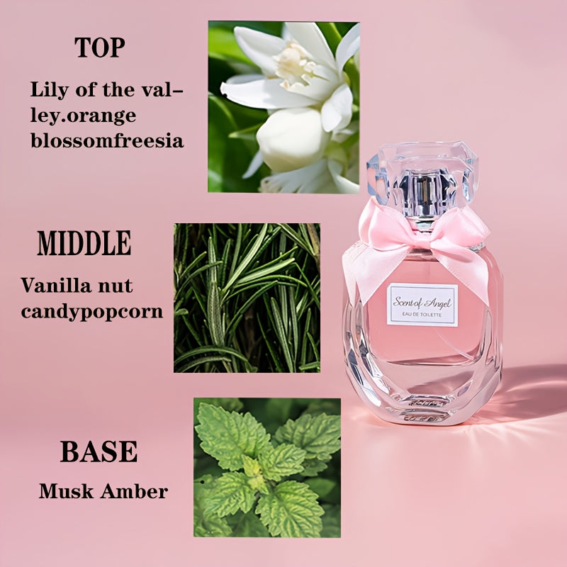Angel Women's Perfume, 55ml (1.87fl.oz), Golden Cologne 50ml (1.7fl.oz) Long-Lasting Fragrance with Lily, Orange Blossom, and Hyacinth, Vanilla Nutty Candy Popcorn, Musk Amber Rich Floral Scent - Perfect Gift for Dates, Parties, Halloween, Christmas