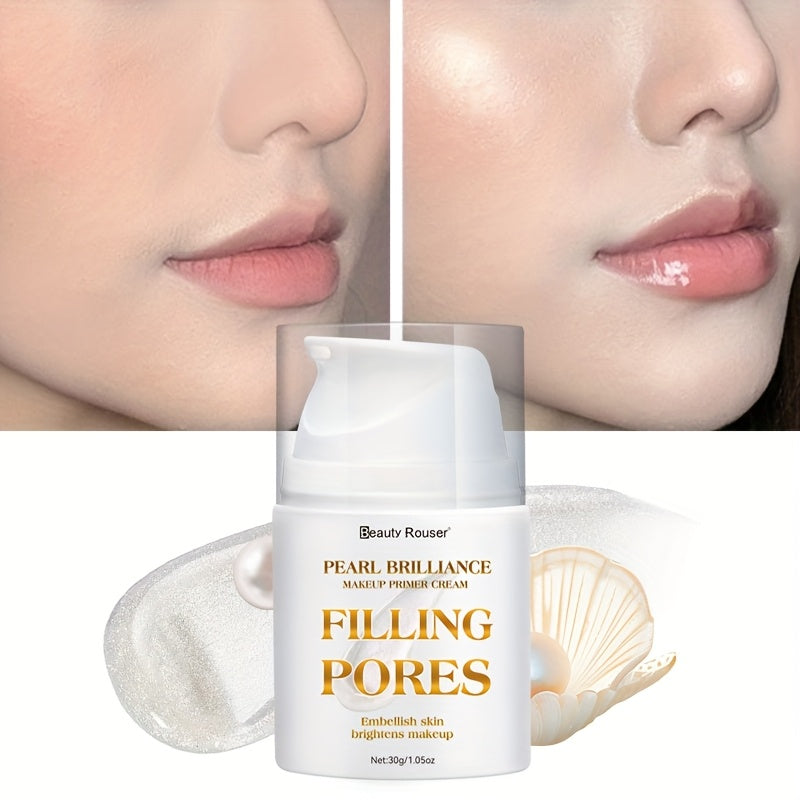 [Primer Cream 30g] BBeauty Rouser Brilliance Pore-Filling Oil Control Primer Cream with Vitamin E - Non-Greasy Moisturizing Formula, Brighten The Skin, Long-Lasting Shine & Flawless Makeup Finish, 30g, Gift