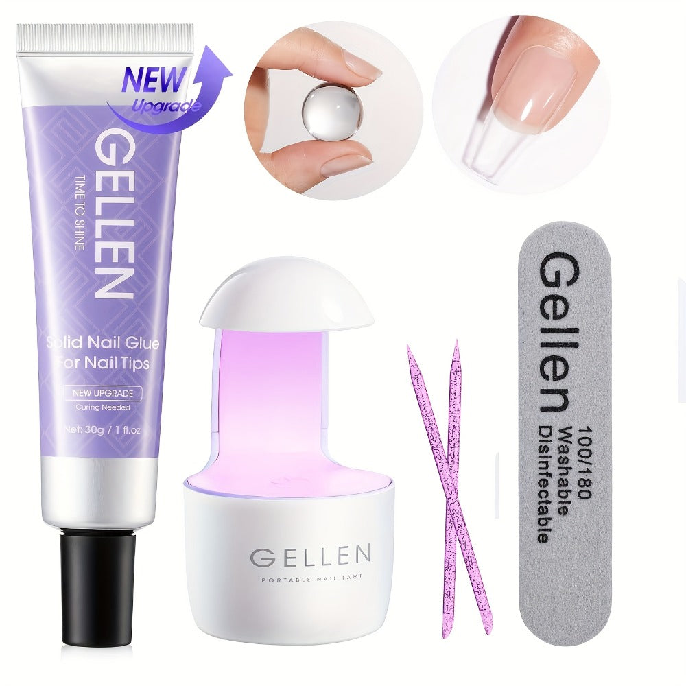 Gellen Solid Nail Glue Gel for Press on Nails, 30G Gel Nail Glue with Light for Acrylic Nails, Clear 3D Sculpture Gel Super Strong Solid Nail Glue Gel for Gel Tips /Led Lamp Cured Strong Adhesive Acrylic Nail Tips Nail Art Home, Christams Gift