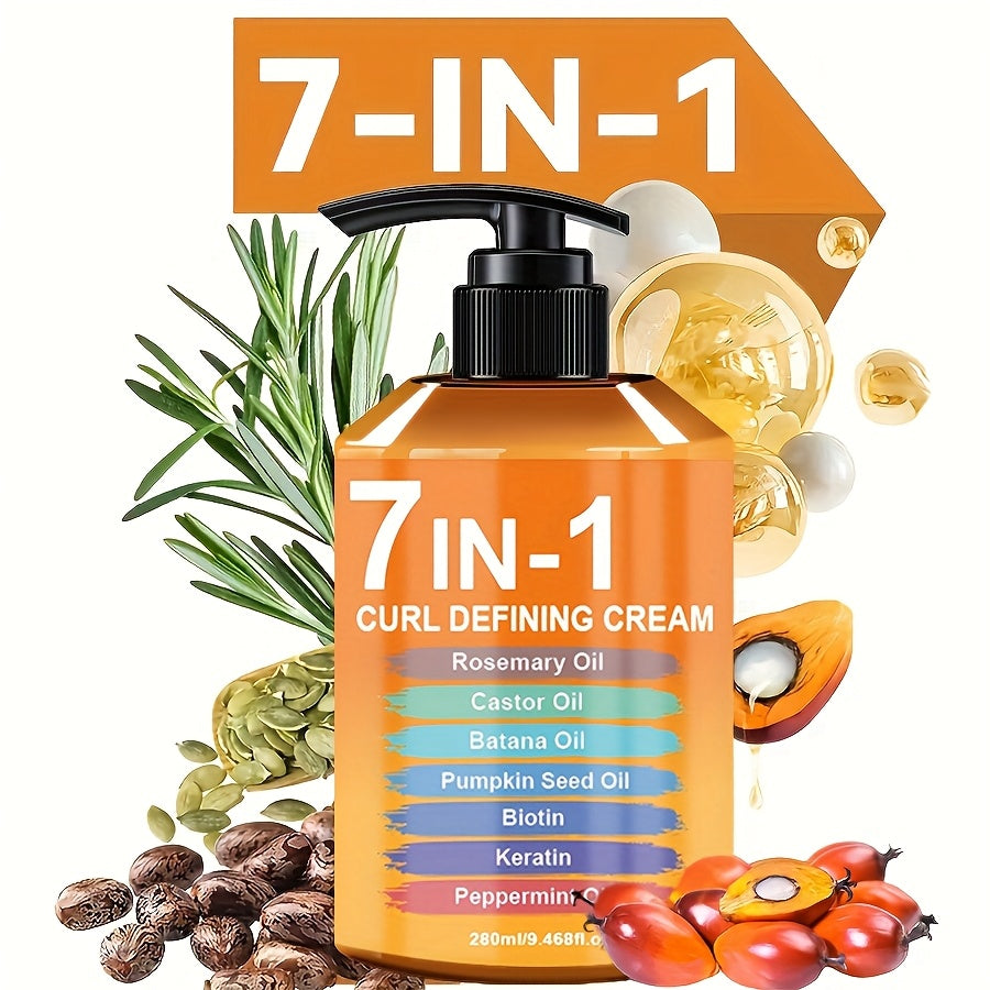 Upgraded Curl Styling Cream, Containing Seven Hair Care Ingredients Such As Argan Oil And Rosemary Oil - Natural Fluffy, Long-lasting Styling, Moisturizing, Suitable for Waves And Curly Hair, Curling Products And Hair Care Products to Protect Hair