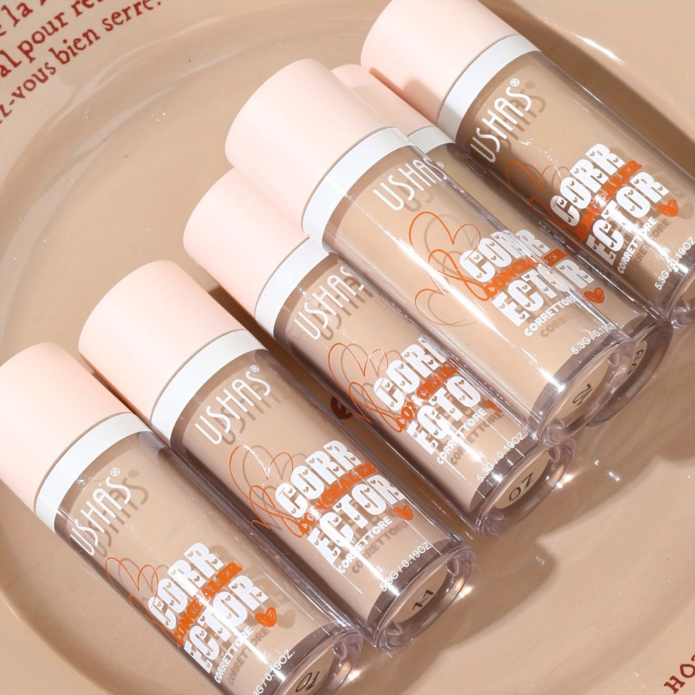 USHAS Liquid Concealer - 12 Shade Range, Full-Coverage Waterproof & Buildable Coverage, Self-Applying Applicator Brush Tip, Long-Lasting Non-Cakey Formula for Sensitive/Combination/Oily Beige - Instantly Cover Dark Circles,, Blemishes