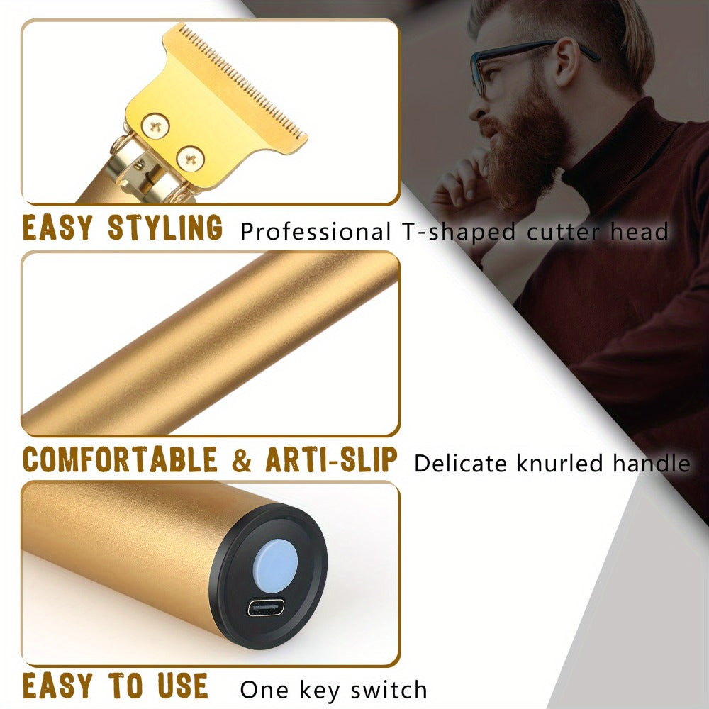 Hair Trimmer with LED Display, Rechargeable Hair Clippers, T-Blade Outline Trimmer for Men, Electric Pro Cordless Trimmer
