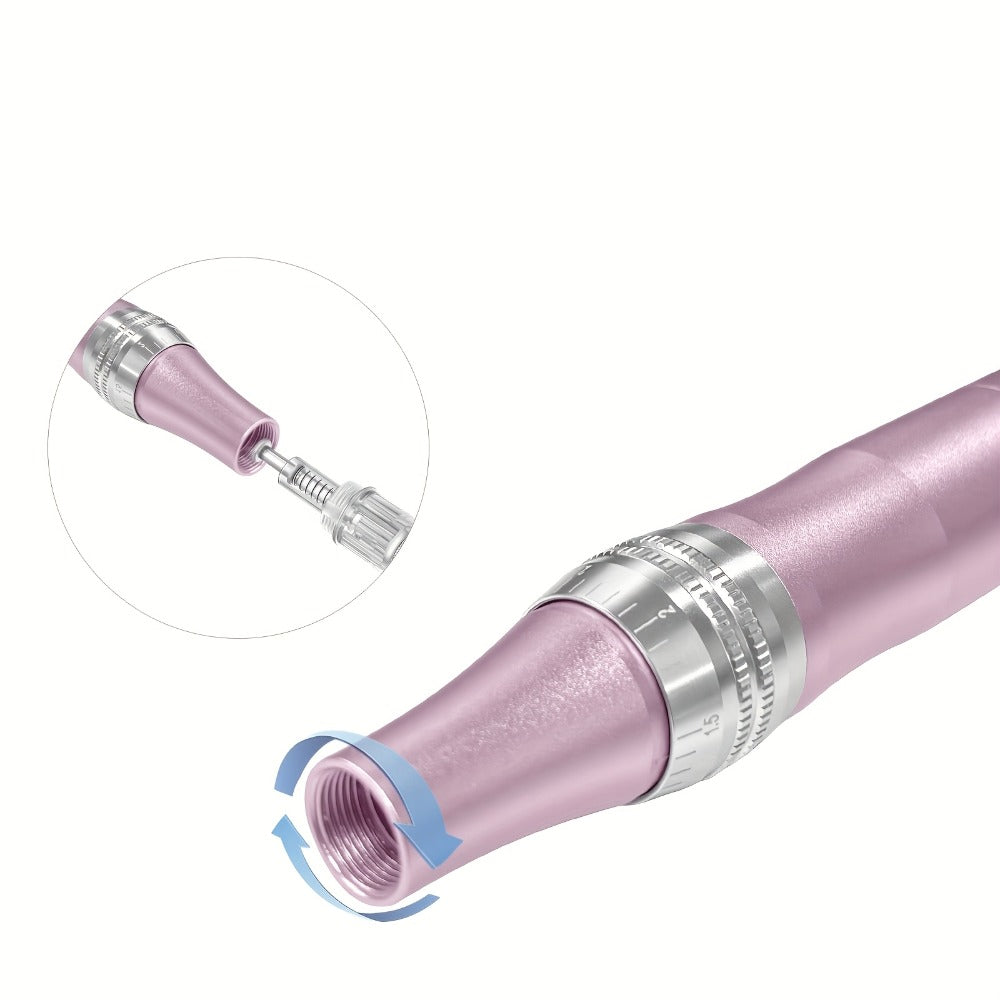 Household Skincare Electric Pen with 6 Adjustable Speeds, Wireless Design And Built-in Battery, 0.25mm Replacement Screw Heads, Available In Multiple Colors. Upgraded Aluminum Alloy Version with A Set Of 50 Accessory Heads.