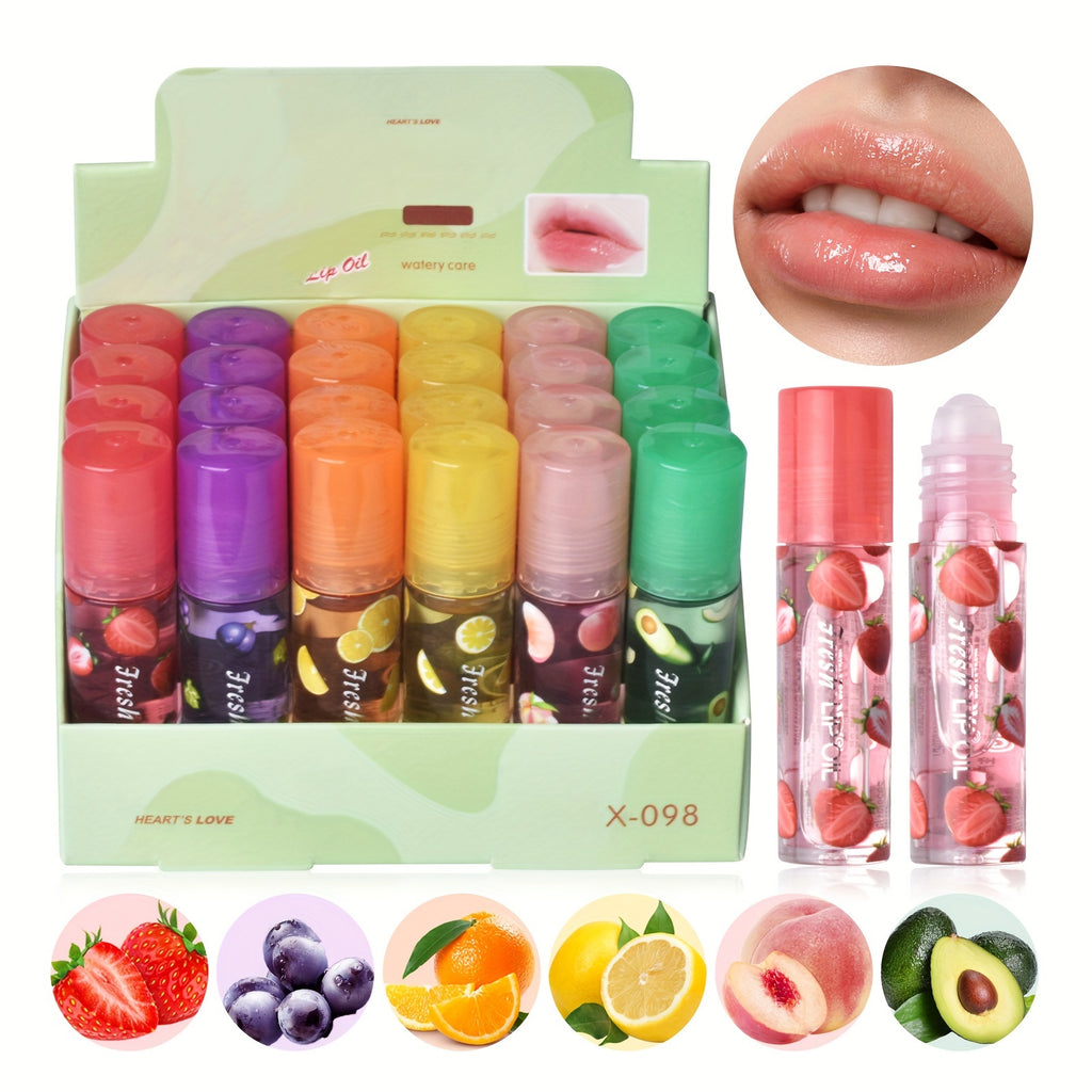 [Lip Balm Set] 24pcs/Box 6 Flavors Colorless Transparent Lip Balm Roller Design Long Lasting Moisturizing Lip Texture Light 3.x24pcs, Lip Balm Set, Lip Balm for Dry Lips, Daily Lip Care, Hydration, Smooth Application, Lightweight Balm, Gentle On Lips