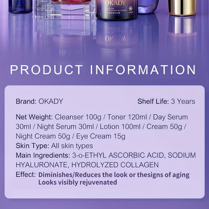 Collagen & Hyaluronic Acid Skincare Set – 8-Piece Anti-Aging Kit for Firmer, Smoother & Younger-Looking Skin, Enhances Elasticity, Premium Gift for Women
