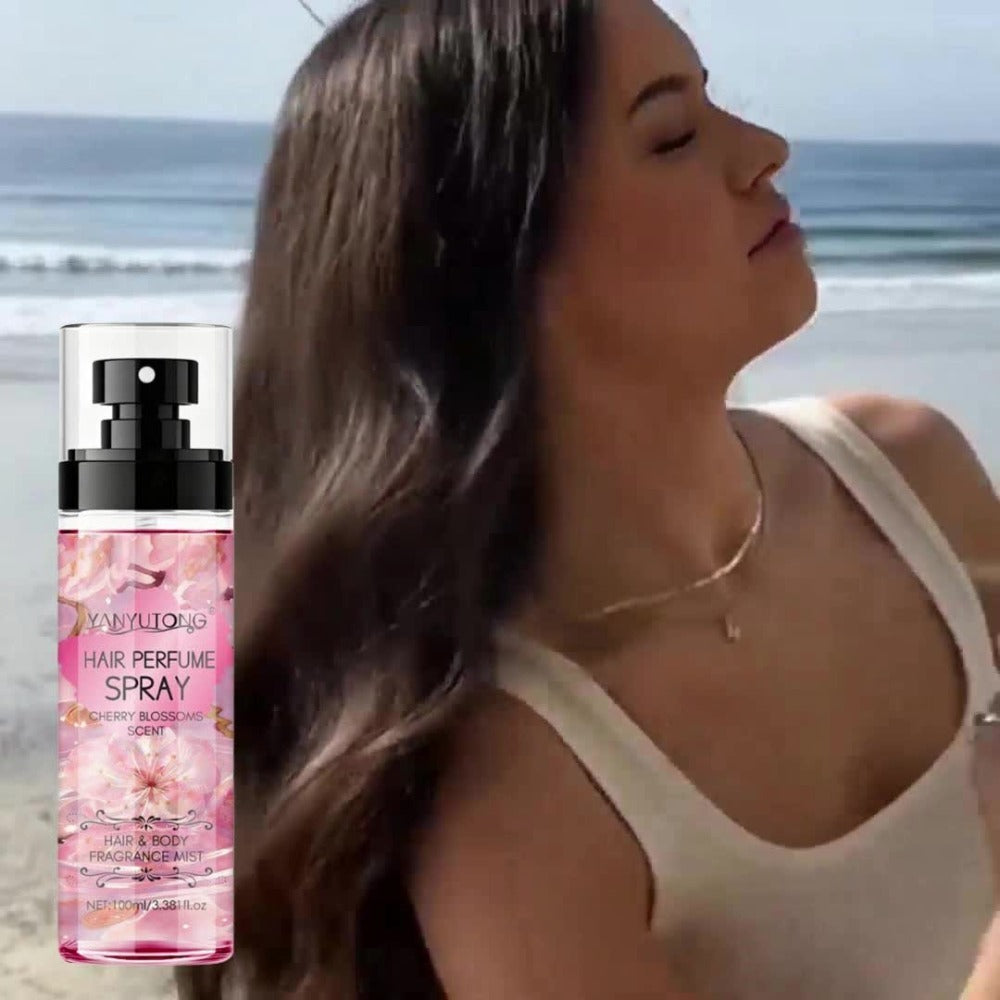 Hair Perfume Mist Cherry Blossom Scent 24-Hour Long Lasting - Lightweight Non-Greasy No-Wash Aromatic Hair Spray for Daily Use Date Night Portable Styling Gift for Her 100ml