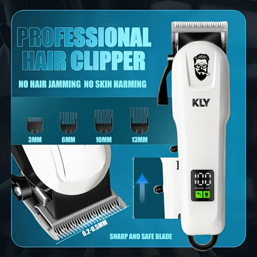 Golden Hair Clipper Professional Set, Men's Hairdresser Set, USB Charging, Large-capacity Battery Life, LCD Display Power, Business Travel Essential, Perfect Gift for Dad, Son, Brother and Friends