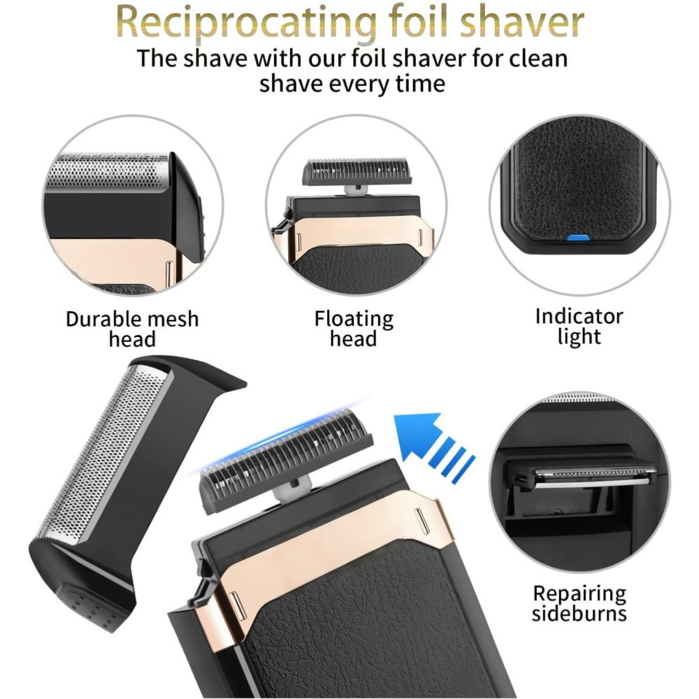 [USB Rechargeable] Professional Men's Grooming Kit, Rechargeable Hair Clipper And Beard Trimmer Set with Guide Combs, Nose Trimmer, Electric Shaver, USB Charging Cable, Haircut And Styling Tool for Men