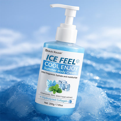 Cooling Body Cream with Mint Extract & Hydrolyzed Collagen - Hydrating Moisturizer for Dry Rough Skin Non-Greasy Lightweight Hypoallergenic Formula for All Skin Types Unisex