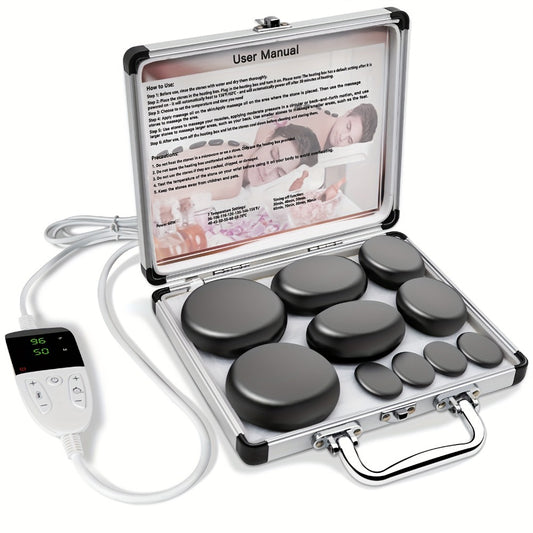 Hot Stones Massage Set With Temperature Adjustment-10pcs Hot Stones With Heater Kit, Professional Massage Tool For Spa