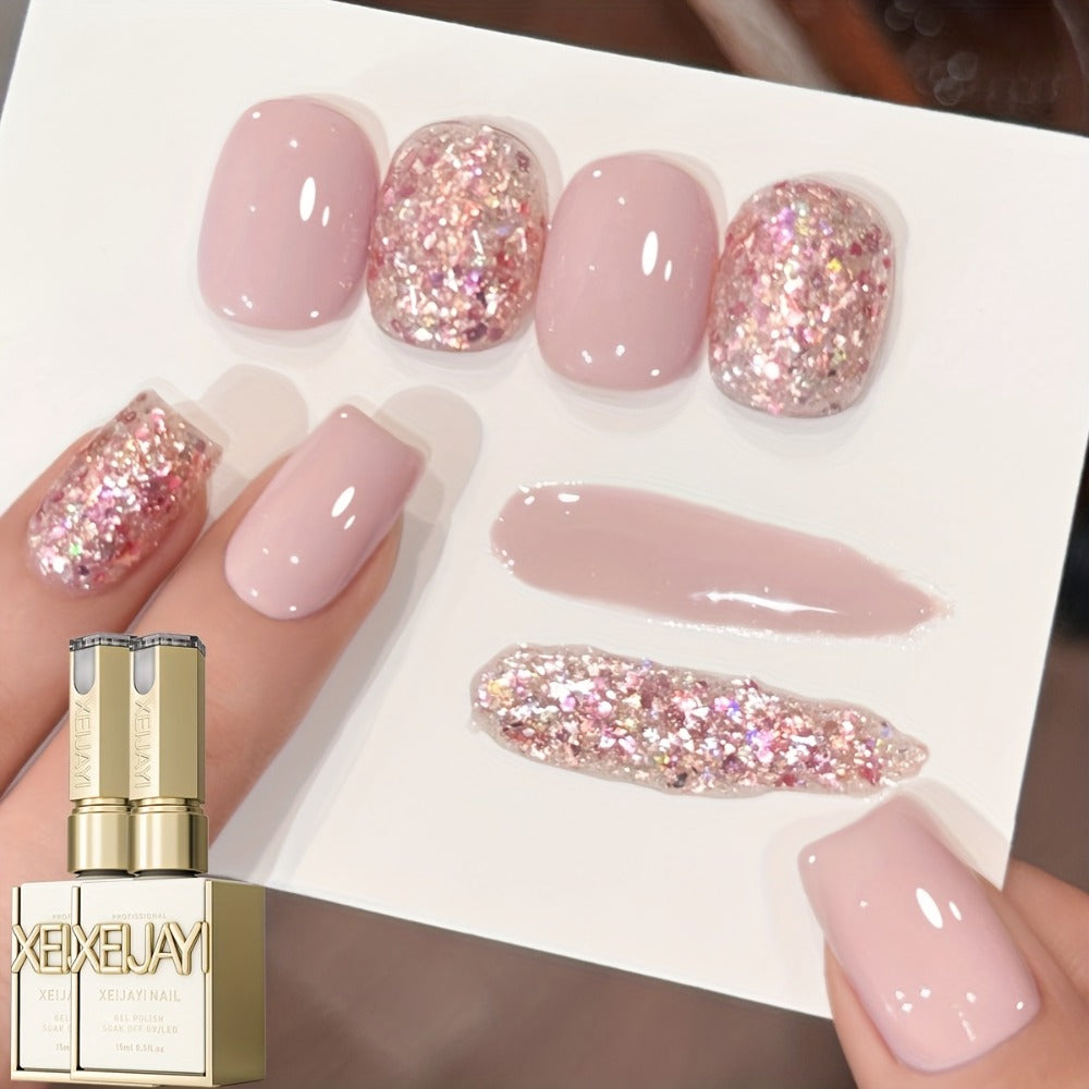 2025 Glitter Nail Trend: Holographic Nail Art with Sequin Colors, 0.51oz Magnetic Nail Gel Set for Salons, Women'S Fashion Nail Art Tools