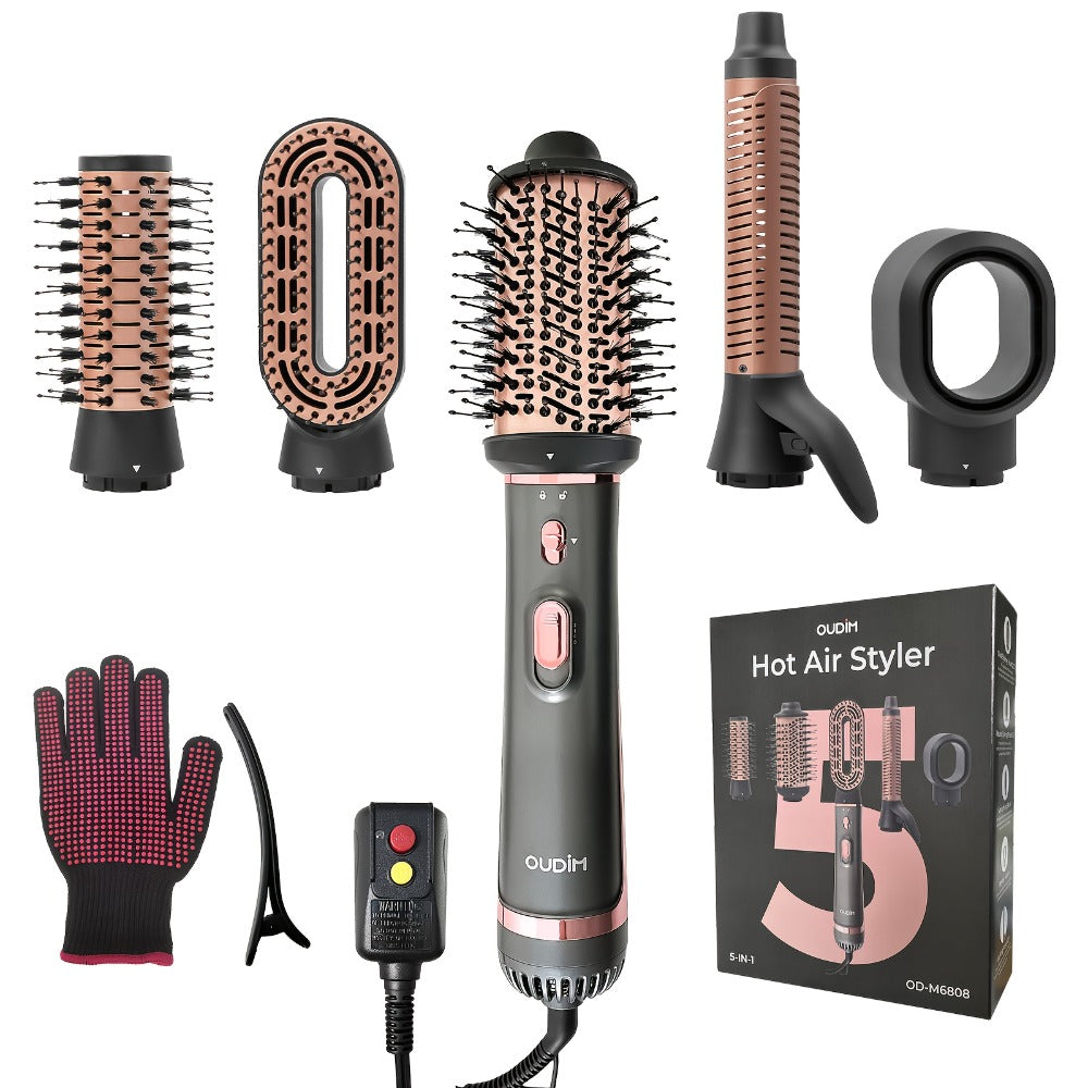 Hot Air Comb For Women, Negative Ion, 5-in-1 Styling Comb Set, Hair Dryer, Massage Straightening Comb, Round Curling Iron And Brush, Oval Styling Comb, Interchangeable Head, Gifts For Mother'S Day, Girl Stuff, Wow Hair Products