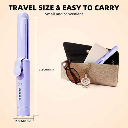 Cordless Mini Curling Iron USB Rechargeable — Ceramic 2-in-1 Curl & Straighten, 4 Adjustable Temperature Settings, Portable Travel Hair Styler for Women, Gift for Her