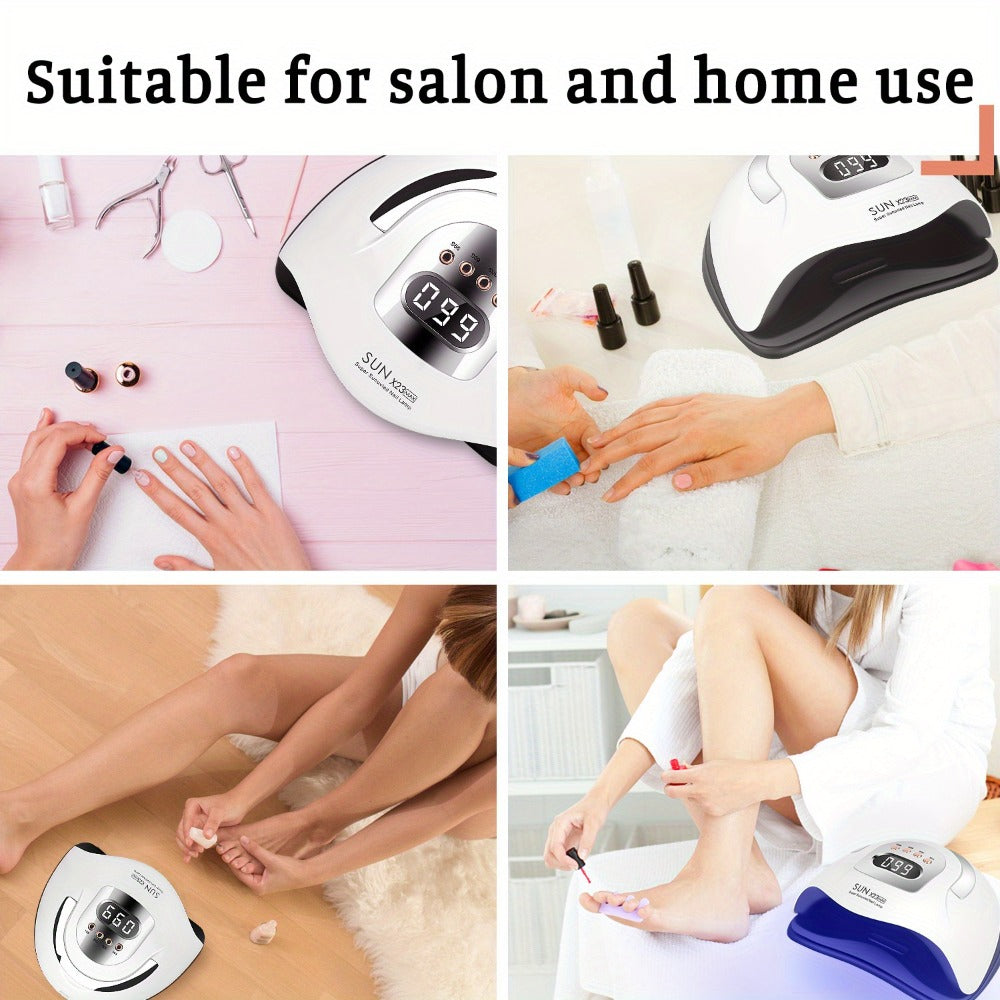 380W Professional /LED Nail Lamp with Auto Sensor & LCD Timer - Fast Gel in 4 Timing Modes (10s/30s/60s/99s), USB-Powered Nail Dryer with One-Touch Button, for Home, Salon, Manicure, Pedicure - Safe Light for Gel Polish Hardening