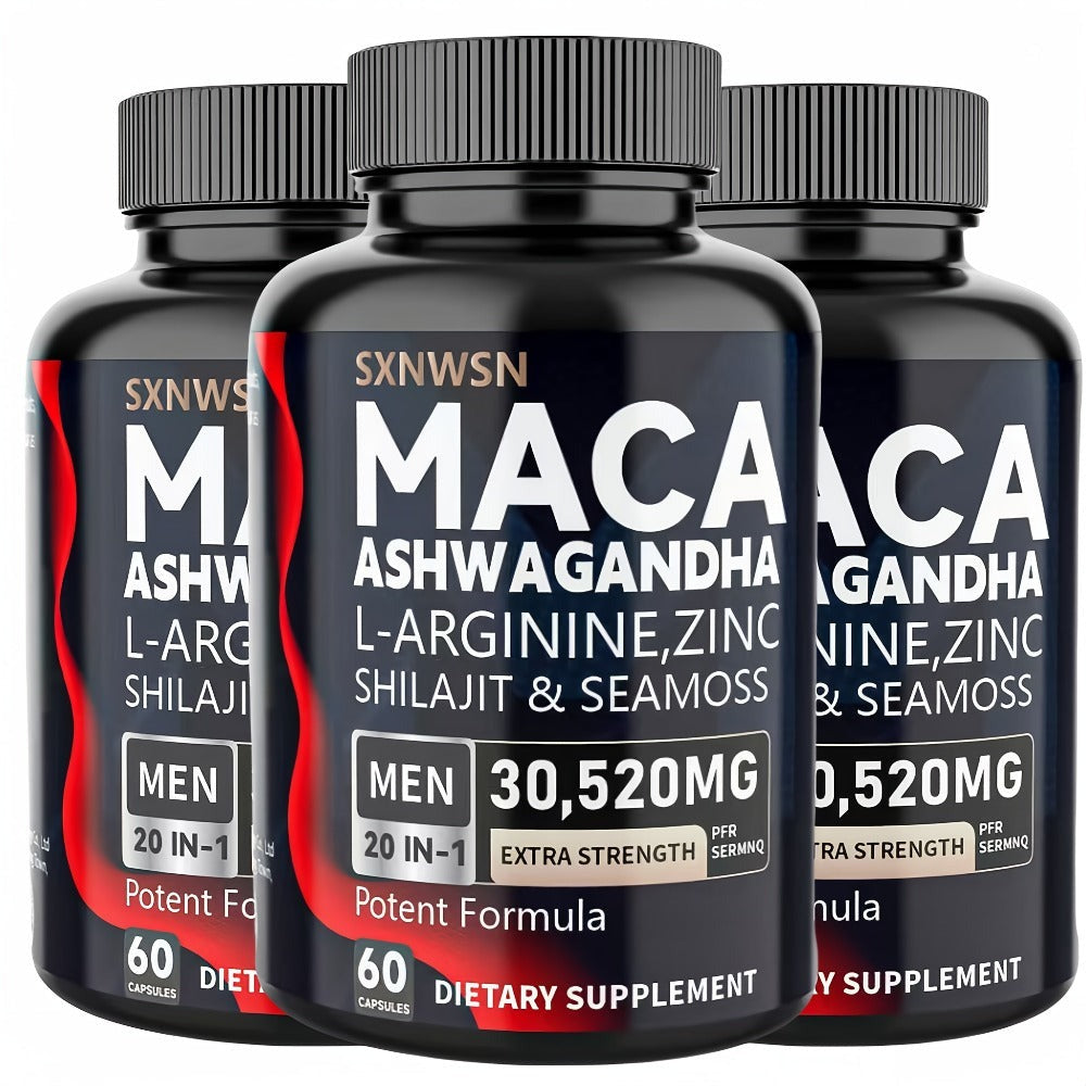 60 Ashwagandha Capsules Maca Capsules, Ashwagandha Maca Root Sea Moss Shilajit L-Arginine L-Citrulline;Assists with Stress, Mood, Supplement for Men And Women