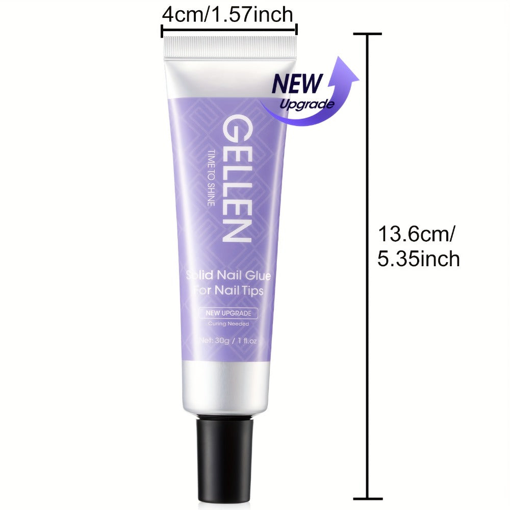 Gellen Solid Gel Nail Glue 30g Solid Nail Glue Gel For Press Ons Clear Gel Glue Strong U V Nail Glue For Acrylic Nails Tip Press On Nails Extension Charm Gel Glue For Nails U V Light, Christmas Gift For Women