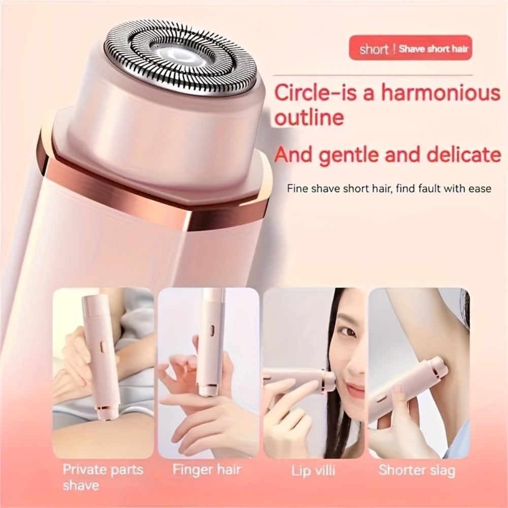 Electric Hair Trimmer 2-in-1 Rechargeable for Women - Dual Head Bikini Razor Face Shaver Body Arms Thighs USB Charging Stainless Steel Blade Cordless Hair Remover