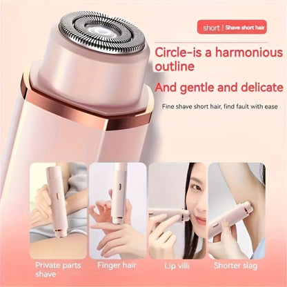 Electric Hair Trimmer 2-in-1 Rechargeable for Women - Dual Head Bikini Razor Face Shaver Body Arms Thighs USB Charging Stainless Steel Blade Cordless Hair Remover