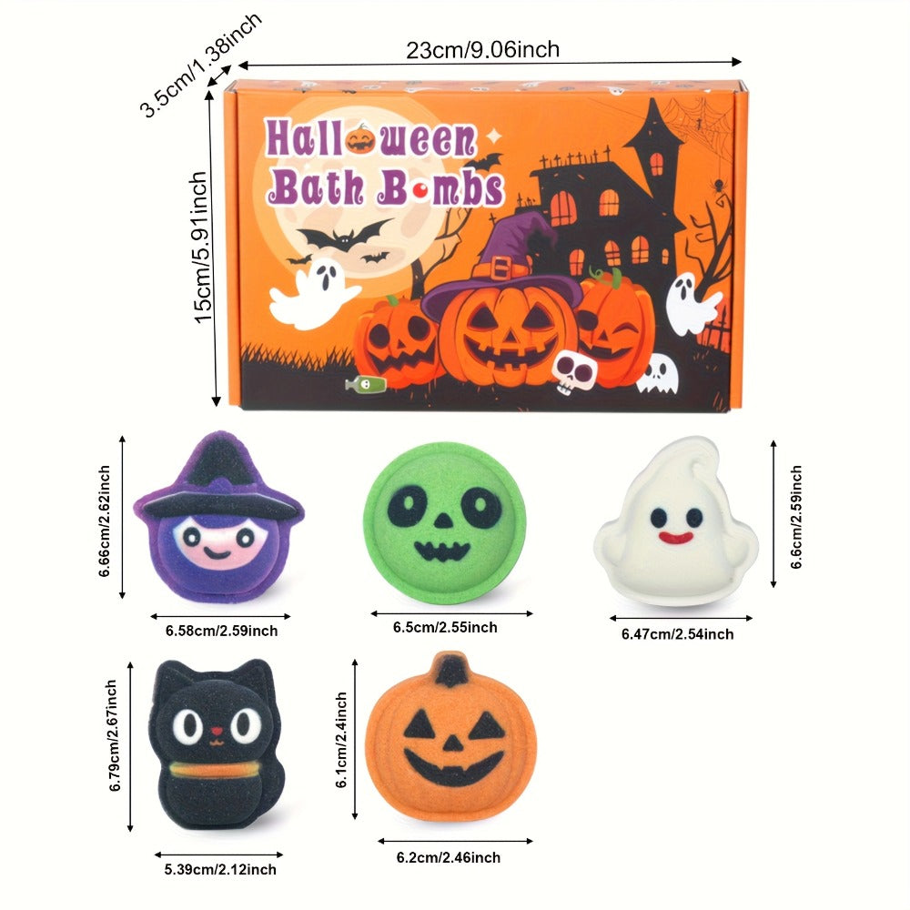 Bath Bombs Halloween Gifts for, Halloween Pumpkin, Bat, Skull, Magician, Black Cat And, 5 Individually Wrapped Bath Salt Bombs Rich In Essential Oils, Ideal for Gifts for,, And Women Who Have Everything On Halloween