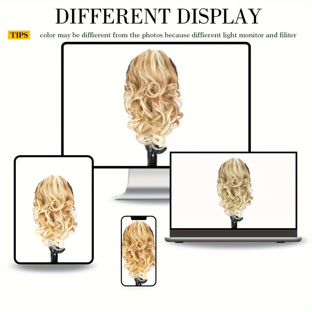 Chic 8-Inch Claw Clip Ponytail Extension - Heat Resistant Synthetic Hair for Women, Perfect for Casual Attire & Halloween