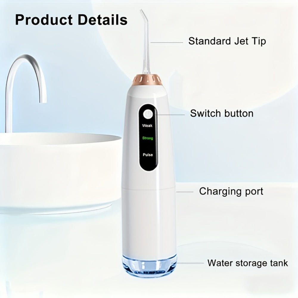 Advanced electric teeth cleaning tool set, including advanced wireless flosser, advanced electric toothbrush, 3 mode control, and can be charged via USB. Equipped with 4 compatible nozzles and 4 brush heads, the flosser head can rotate 360 degrees