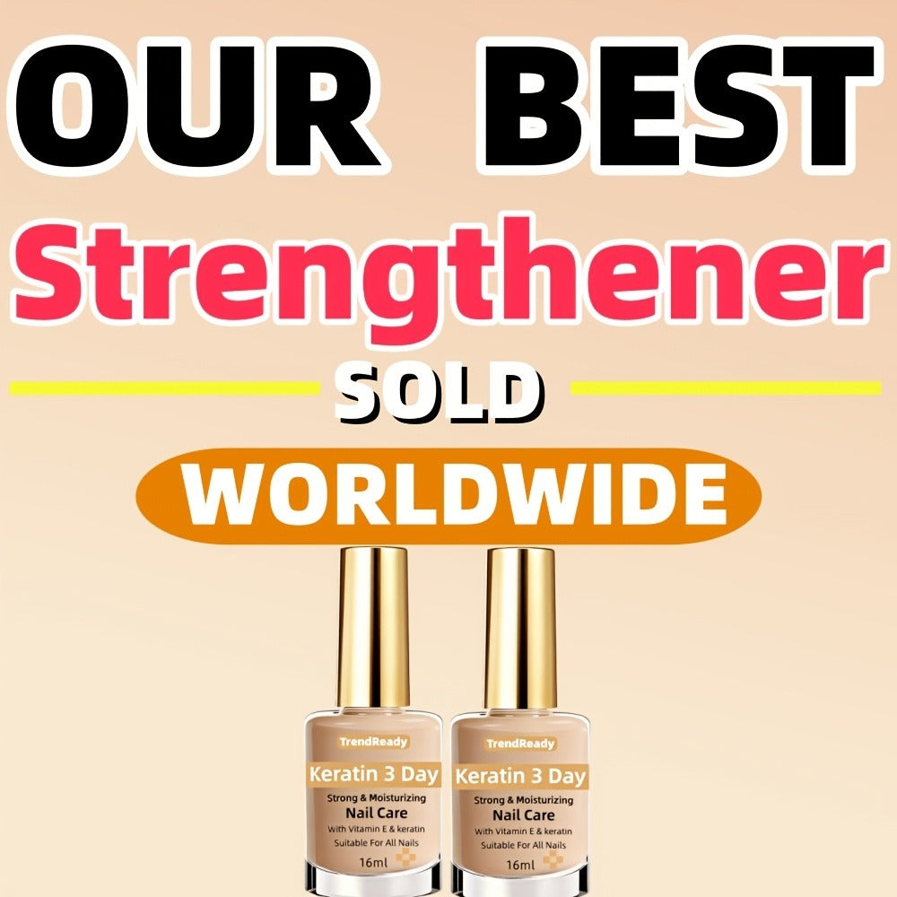 4/2pcs Nail Strengthener for Weak, Splitting, Breaking Nails - Fast Dry Keratin & Natural Protein Hardener, 4-in-1 Nail Polish Care Oil, Alcohol-Free Formula for Instant & 3-Day Nail, Manicure for Hands & Fingers