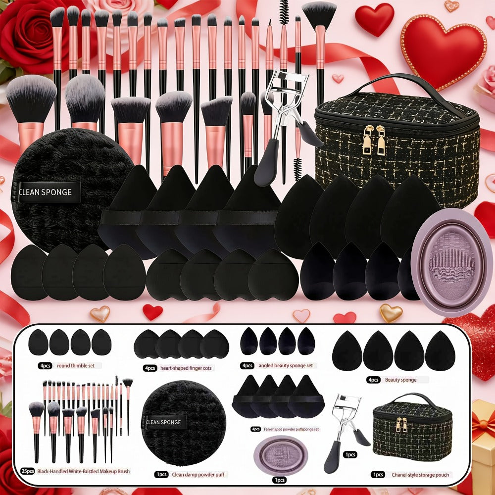 49/36pcs Professional Makeup Brush Set, Super Soft Nylon Bristles And Concealer/contour Sponge - Wet/dry Use, Complete Size Expandable Box, Eyeshadow Blending Kit, Powder, Contour, Highlight, Eye High-quality Makeup Brush Set, Makeup Brush Set