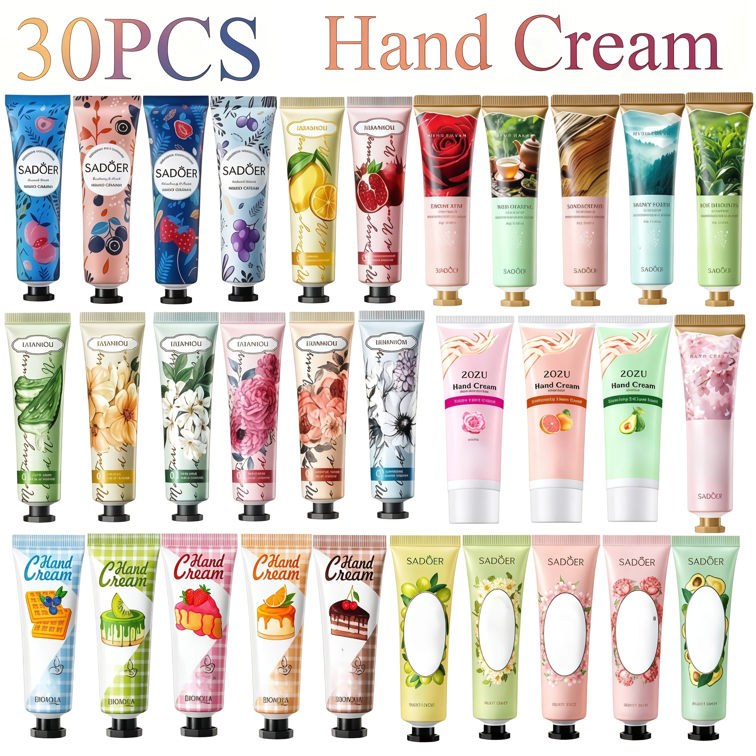 30 Mini Hand Cream (30g/0.04oz Each) for Winter Moisturizing, Convenient for Travel, And An Ideal Skincare Choice. 30 Different Flavors Will Be Shipped Randomly. A Perfect Gift for Best Friends And Family.