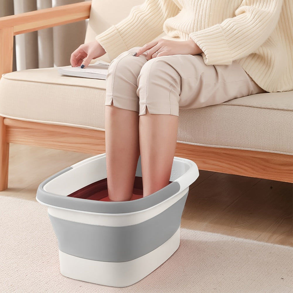 Collapsible Foot Bath Basin Foot Soak Tub, 15L/4 Gallons Large Foot Soaking Tub with Massage Acupoint for Soaking Feet, Pedicure Bowl Foot Spa, Multifunction Plastic Bucket with Handle, Foldable Laundry Basket