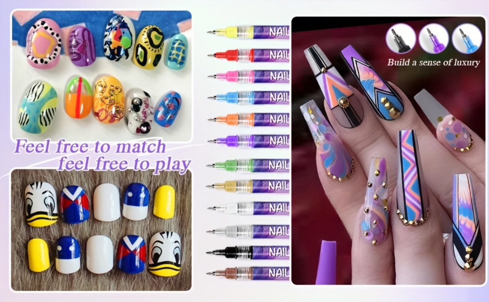 1 Set Nail Art Pen, 12 Color Nail Art Pen, Nail Art Pen DIY, Quick Drying Point Pencil, Precision 3D Graffiti Nail Art Pen, Suitable for, Family And Salon DIY, for Valentine's Day/New Year/party/graduation Gifts, School Supplies, Back to School.