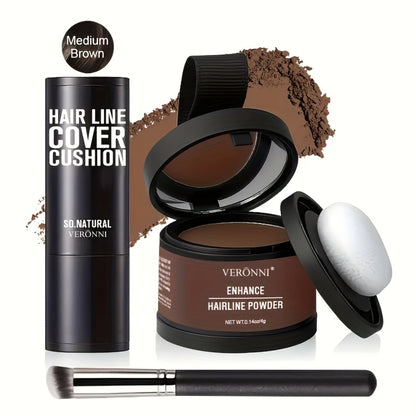 Hair Root Concealer Powder Hairline Touch-Up | Instantly Covers Gray Thinning Hair | Plant-Based Keratin Formula for Men & Women | Multiple Shades with Brush