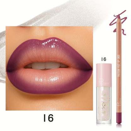 Matte Lip Liner and Glitter Lipstick Set Waterproof Long Lasting Gradient Lip Kit Smooth Blending Bold Color for All Skin Tones Daily Party Makeup