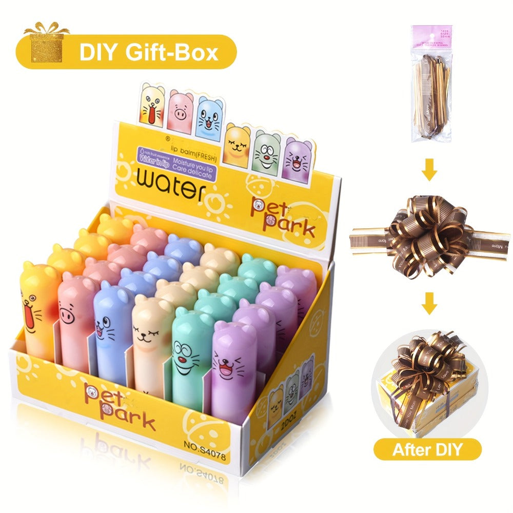 Set of 24 Adorable Lip Balms - Hydrating And Durable, Allergy-Friendly, Shiny End, Appropriate for Every Skin Type, Key Components: Minerals And Plant-Derived Squalane