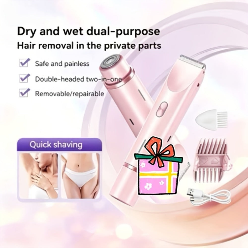 Women'S Electric Shaver, 4-In-1 Rechargeable Contouring Set, Suitable for Face, Nose, Legs And Armpits, Painless Bikini Trimmer, Portable Rechargeable Hair Shaver