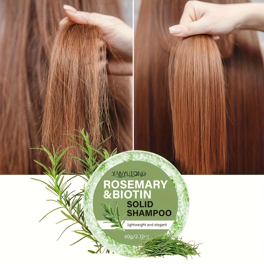 Set of Three Rosemary Biotin Shampoo Bars Made from Plant-Based Ingredients. Provides And Nourishment for Hair with a Mild, Non-Irritating Formula. Aids in Attaining Sleek