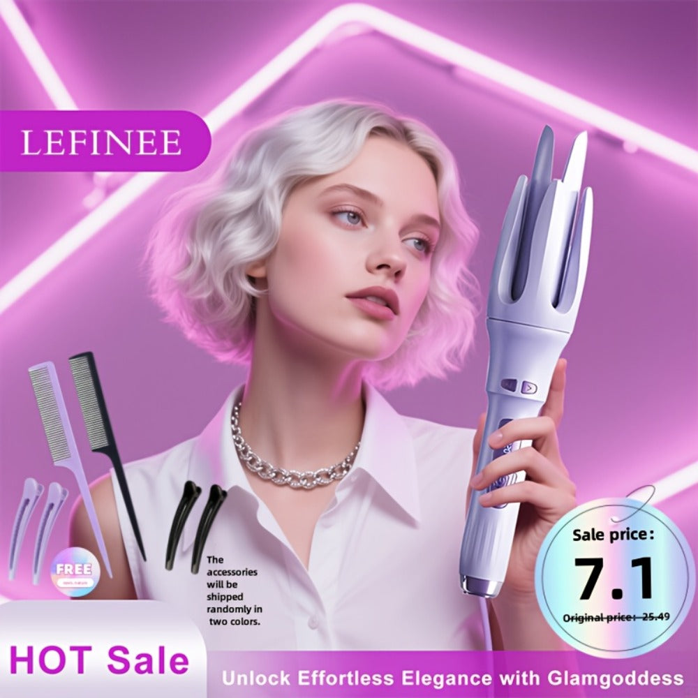 Automatic Curler Rotates 1.2 Inches (about 3.2cm). Automatic Curler with 4 Temperatures, Essential Oil Coating, Anti-scalding. Hair Care And Moisturizing Curling Technology Of Curling Iron. Rapid (purple 32mm).Includes Hairpins And A Comb