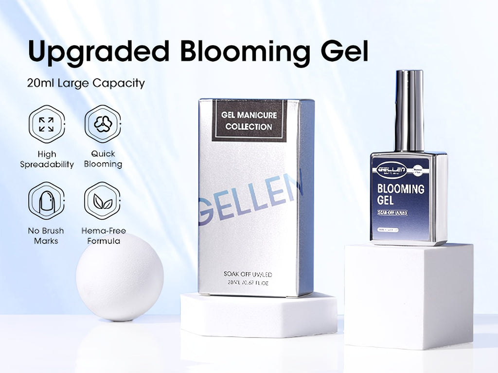 Gellen Blooming Gel 0.68oz 2pcs Hema Free Clear LED Blossom Gel Polish for Spreading Effect Marble Natural Stone Watercolor Floral Print Soak Off DIY Nail Art Design Manicure Christmas Gift for Women