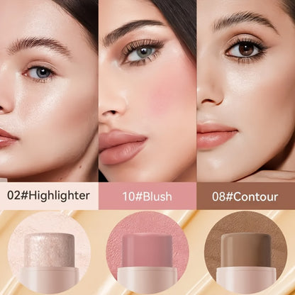 Contour Stick Set 3pcs - Blush Stick, Highlighter Stick & Bronzer Stick Cream Contour Kit, Non-Greasy Waterproof Long-Lasting Makeup for Fair to Medium Skin, Christmas Gift