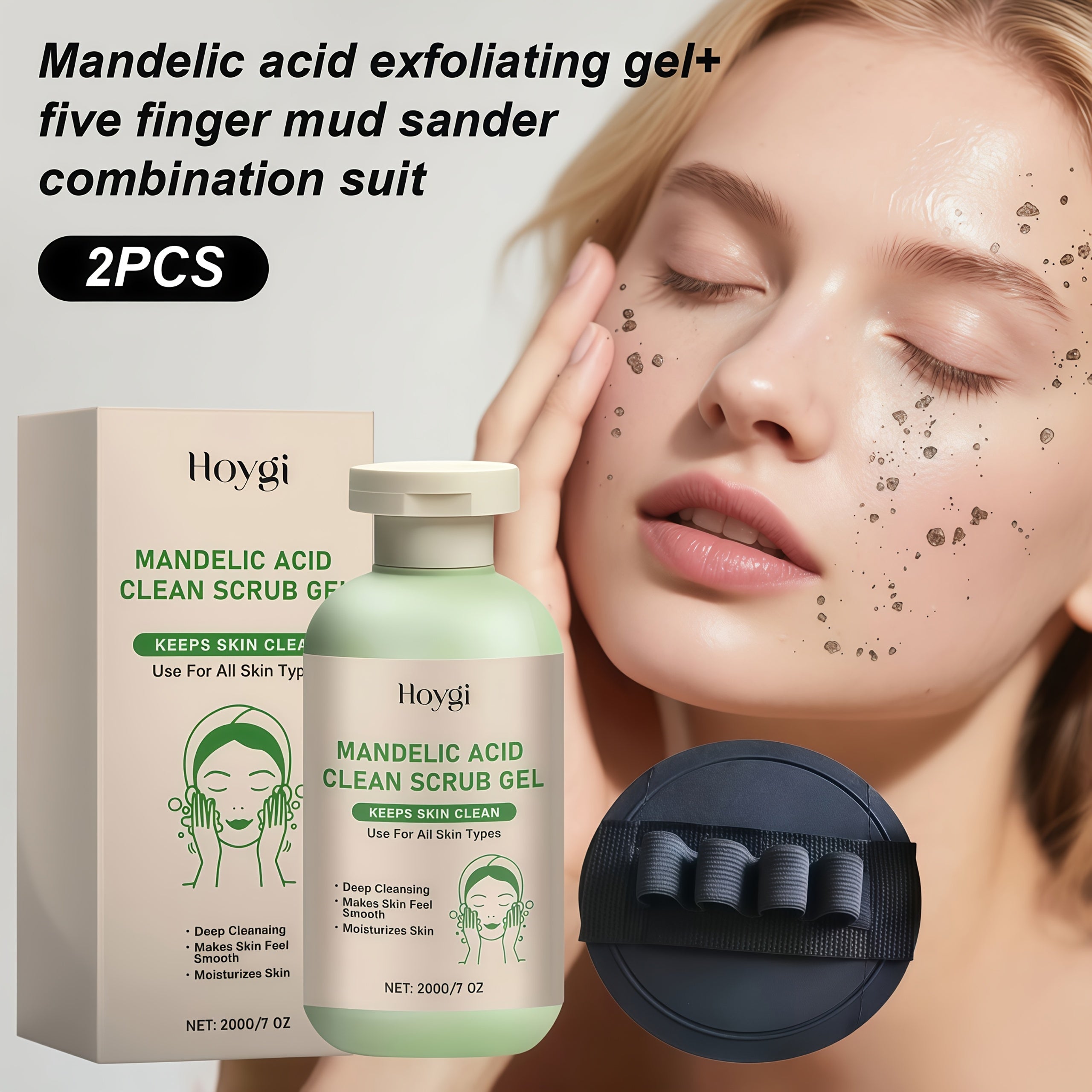 2pcs Mandelic Acid Exfoliating Gel And Five-Finger Mud Scrubber Combo Set Gently Cleanses And Moisturizes Skin, Leaving It Refreshed And Smooth. Maintains Skin Hydration After Use. Suitable for All Skin Types. The Perfect Gift Set for Halloween