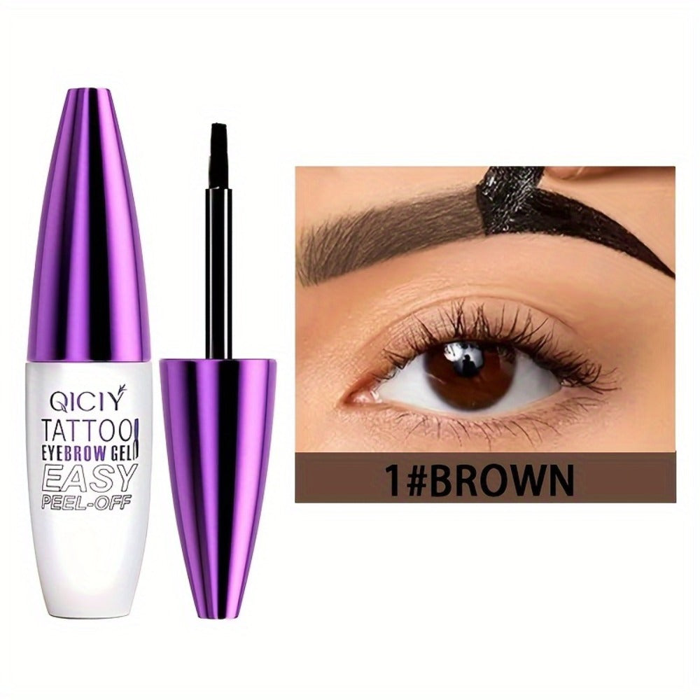 Tattoo Eyebrow Gel 4-Pack Semi-Permanent — Waterproof Long-Lasting Eyebrow Tint Cream with Plant-Based Squalane, Easy Peel-Off, 4 Shades All Skin Types