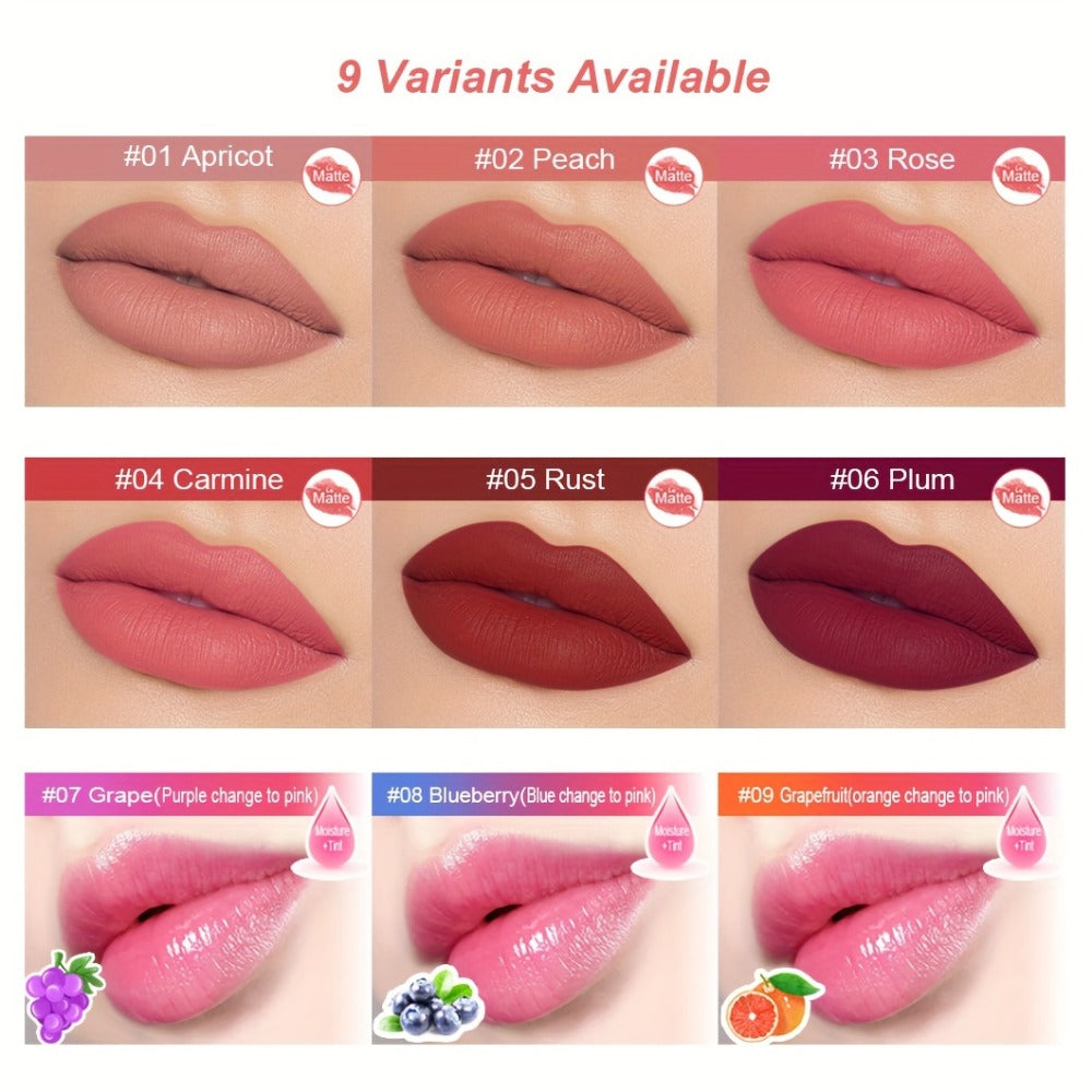 Lipstick Set 6pcs - Matte Color Changing Lip Shaped Lipstick with Jasmine Scent, Non-Fade Long-Lasting Formula, Multi-Shade Lip Makeup Gift Set for Women