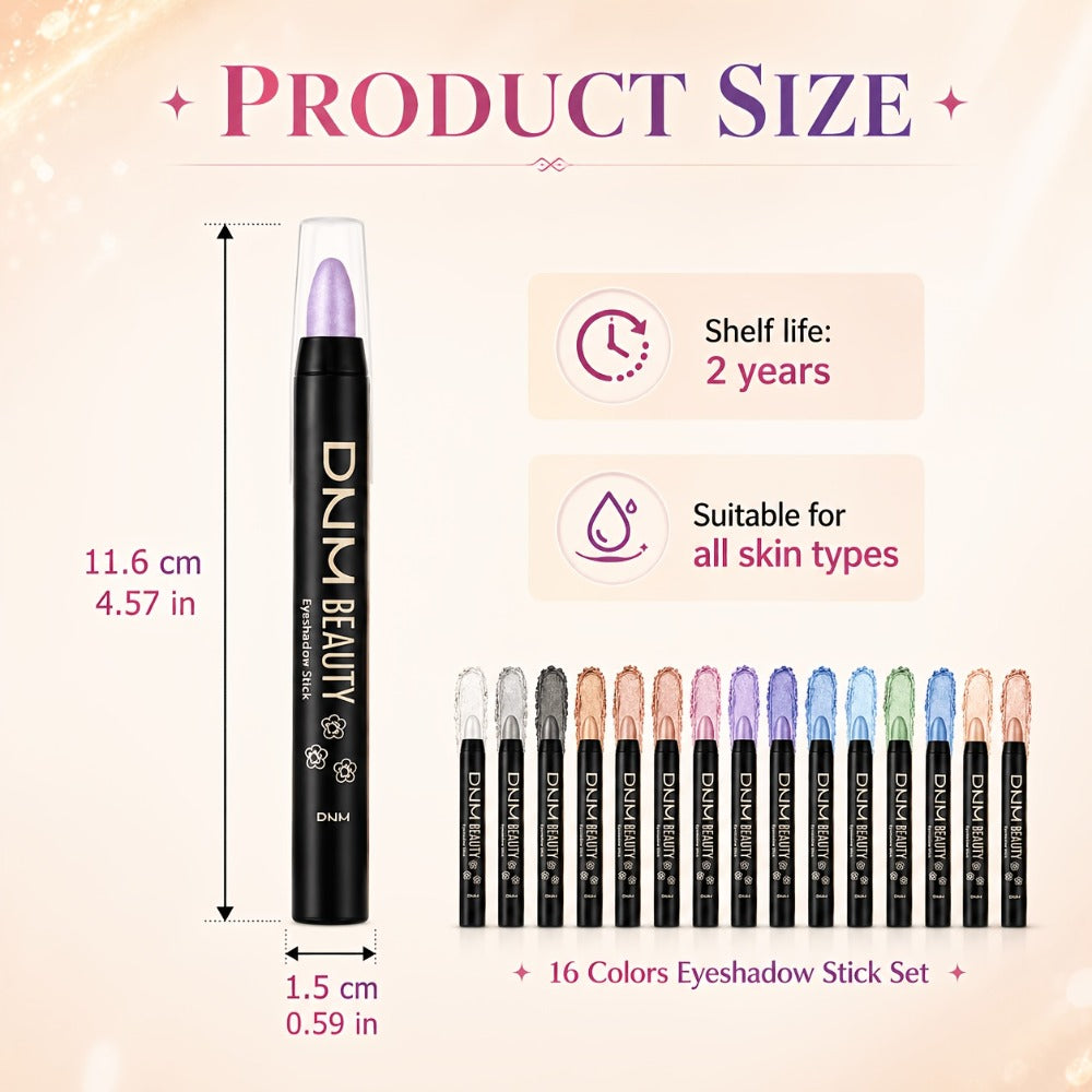 Eyeshadow Stick Set 16 Colors Highly Pigmented Waterproof Matte & Shimmer Eye Makeup Pencil Kit - Blendable Crease-Proof Long-Lasting Eye Crayon for Women Beginners Daily & Glam Looks