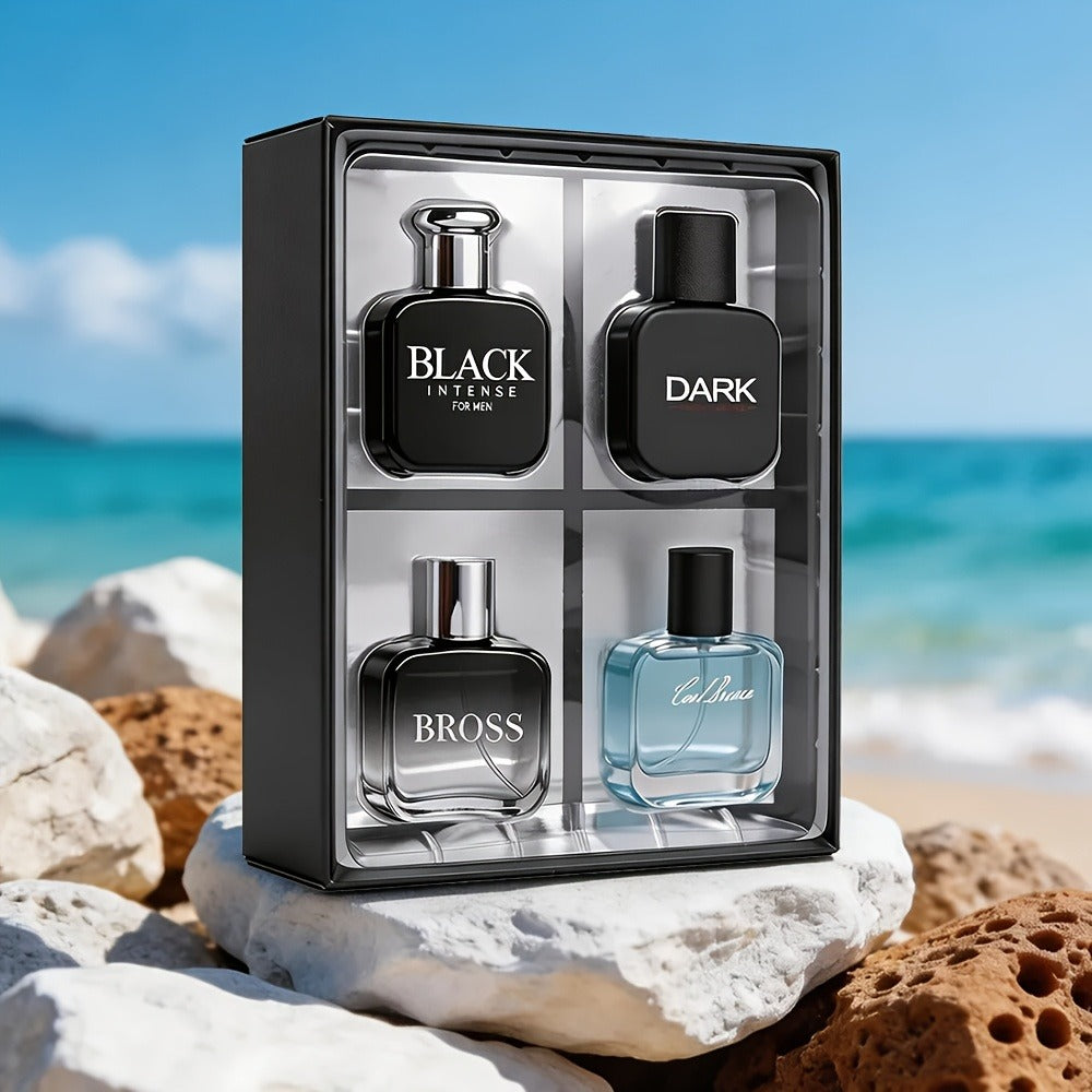 Cologne Gift Set for Men 4-Pack Fresh Eau de Parfum Long Lasting Crisp Scents 1 fl oz Each with Optional 1.5oz Body Mist Bundle Perfect Gift for Him