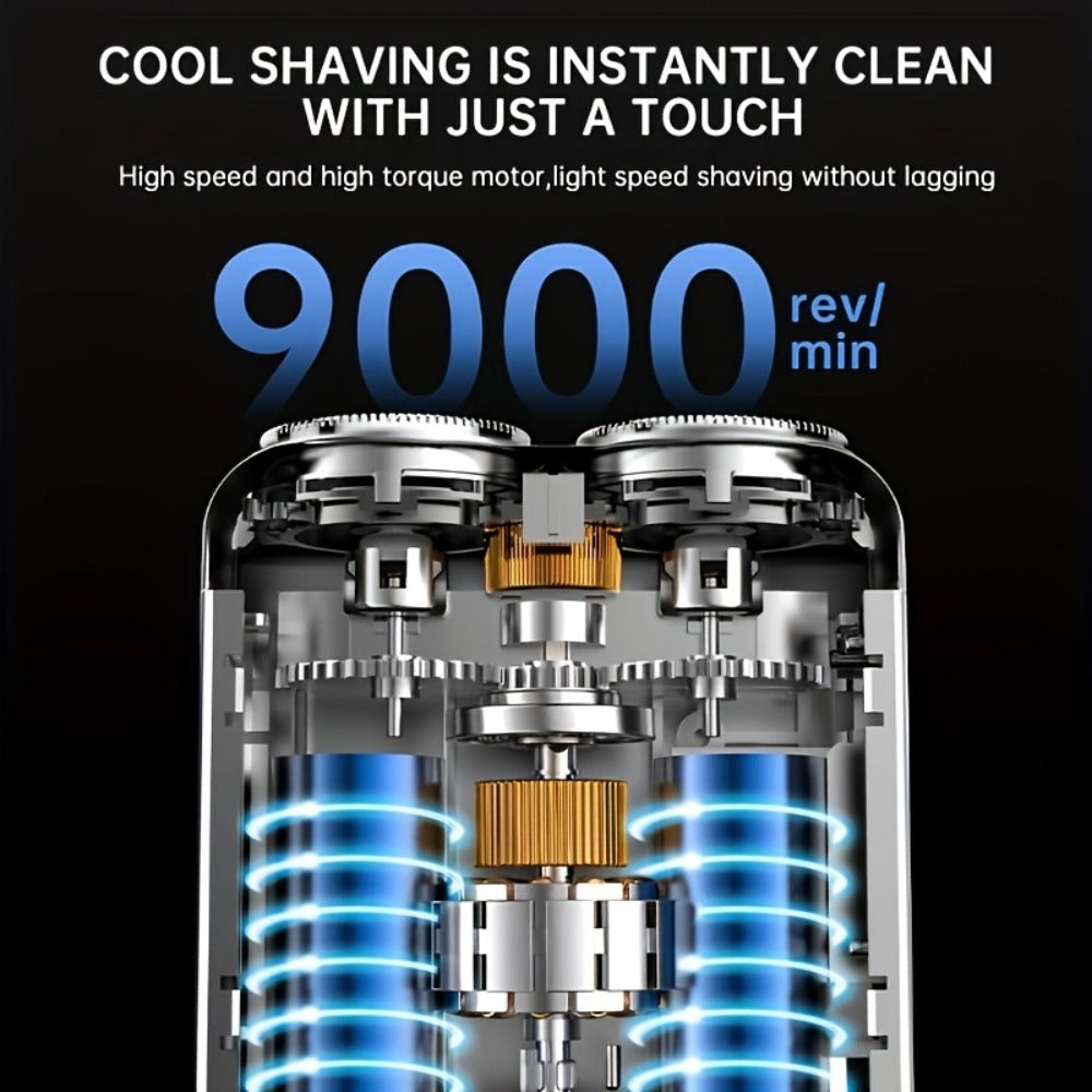 Men'S Dual-head Floating Magnetic Razor | Dual-ring Digital Display, Electric Shaver, Portable, Rechargeable, USB Powered, Battery, Powerful Motor, Clean Shave, Ideal for Travel
