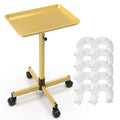 Premium Salon Tray Cart - Tattoo Tray in Gold & Pink, Adjustable Height Rolling Trolley for Spa, Salon & Hairstylist – Mobile Utility Tray with 10 Disposable Salon Tray Covers (Fits Trays ≤ 27.5in) for Storage & Organization