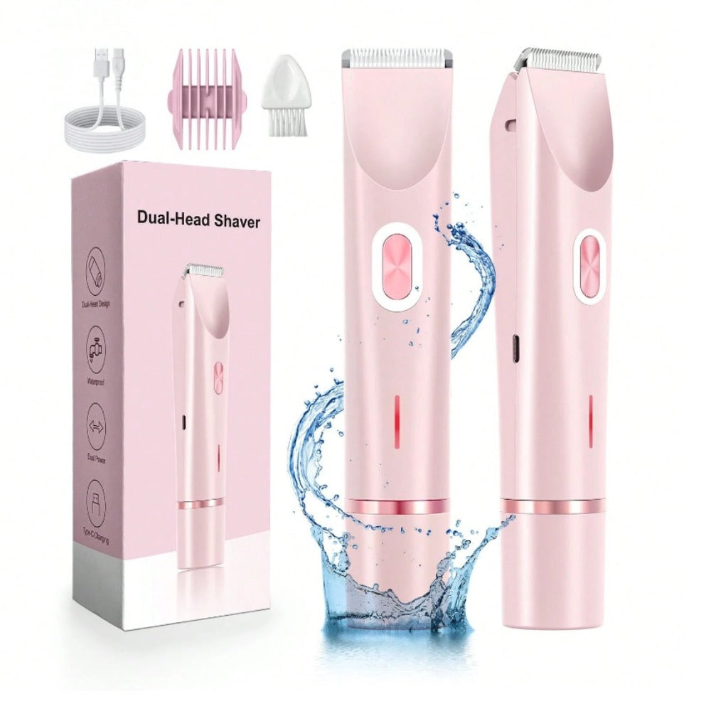 2-In-1 Electric Hair Removal Device for Home Use, Rechargeable Lithium Dual-Head Electric Hair Trimmer for Women | 1pc | Rechargeable Lithium Battery | USB Charging, Multipurpose Bikini Razor And Face Shaver | Body, Arms, Thighs, Electric Shaver