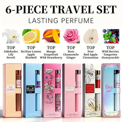 Perfume Gift Set for Women 6 Piece Travel Mini EDP Spray — 6 Floral Eau de Parfum Scents 1.18 fl oz Each | Long Lasting TSA-Friendly Fragrance Sampler