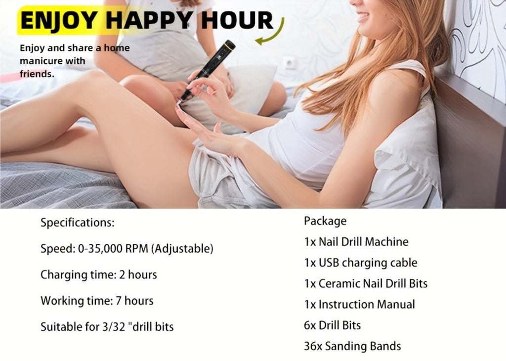 Electric Nail File with a Portable Rechargeable Design, Featuring 35000 RPM, Suitable for Gel Nails, Manicure, And Pedicure for Both Home And Salon Use