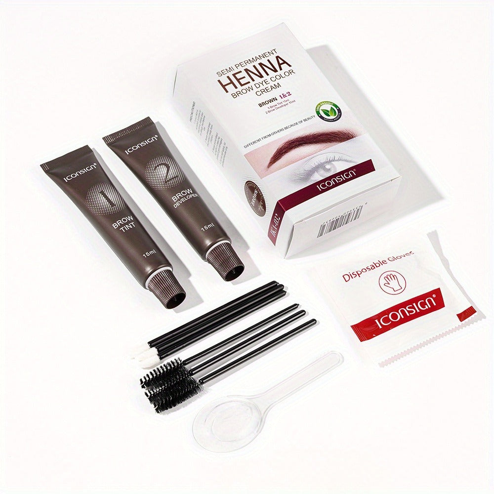 Eyebrow Perm Kit 2-in-1 Coloring Sweatproof Long-Lasting Natural 3D Brow Makeup with Applicator Brush Disposable Clips Beginner Friendly Black Brown