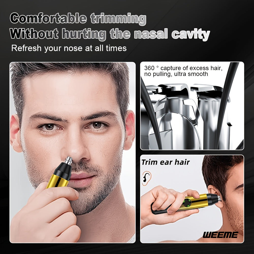 4pcs WEEME Men's Grooming Kit with Electric Shaver, Beard Trimmer & Nose Hair Trimmer - USB-Powered Rechargeable Hair Clipper System, 8 Guide Combs Suitable for Father, Boyfriend, Husband Gift for Holidays, Travel & Use
